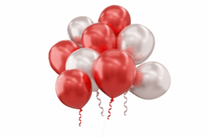 Metallic Helium Balloons in red and white