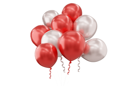 Metallic Helium Balloons in red and white